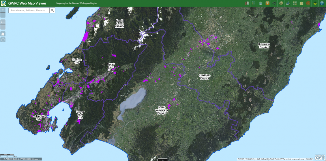 Map of the Wellington Region in GIS