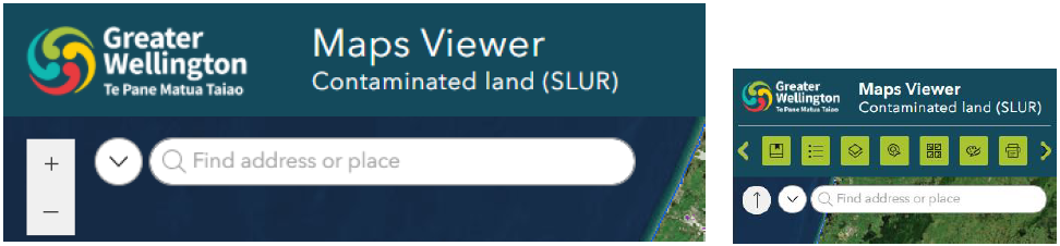 Desktop and mobile views of the search function in the SLUR map viewer