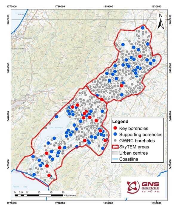 Map showing the locations of the boreholes in our region