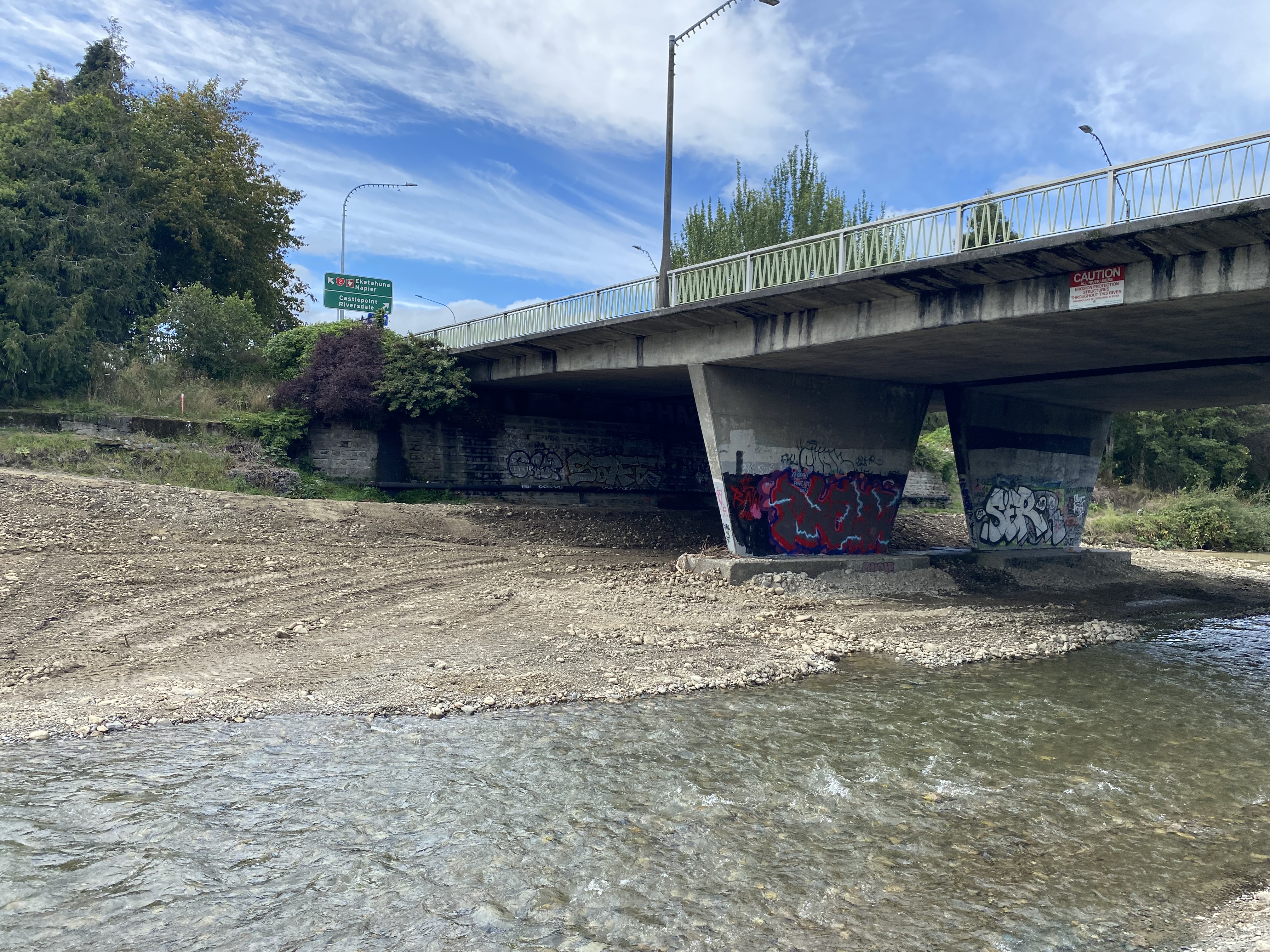 A view of the Waipōua River under the SH2 bridge