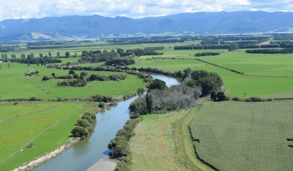 The Ruamāhanga River winding through farmland