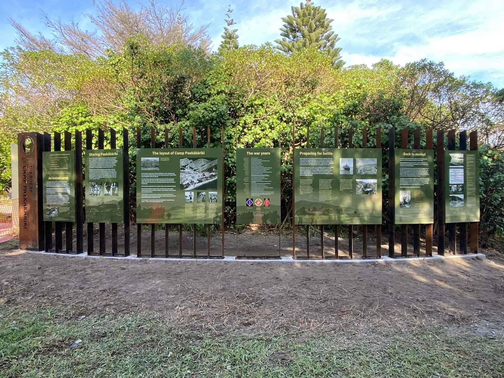 Informational sign about the US Marines Camp