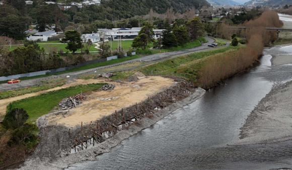 An area of tree felling on the bank of Te Awa Kairangi/Hutt River for flood protection